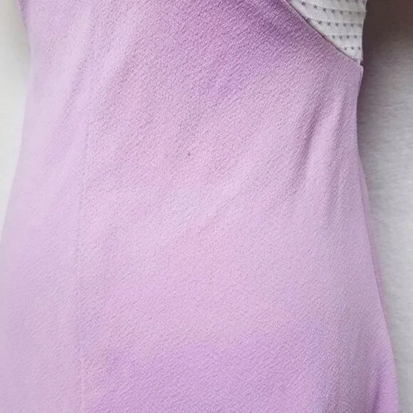 Vintage 1960s Lilac Swiss Dot Handmade Short Sleeve Tie Waist Maxi Dress S - Picture 13 of 13
